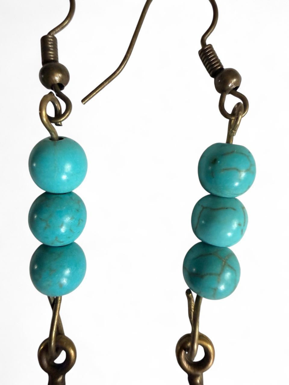 Harvest SOULS Triple Turquoise Feather Dangle Earrings