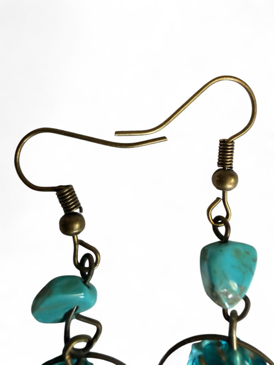 Harvest Souls – Turquoise Bloom & Bronze Leaf Earrings