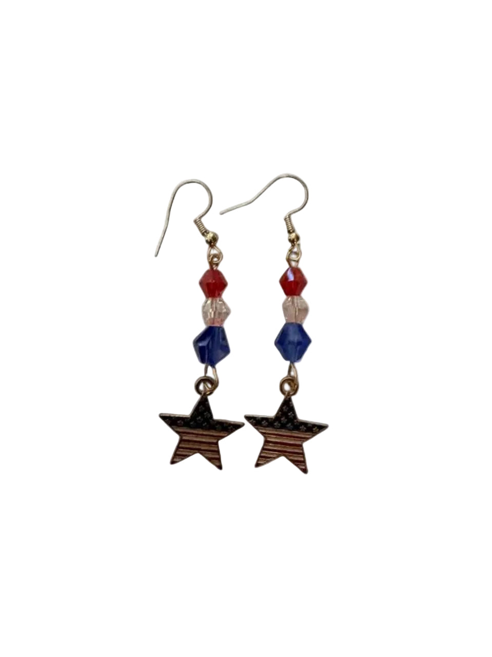 End of Summer Americana Star Earrings - Red White & Blue Patriotic Dangle