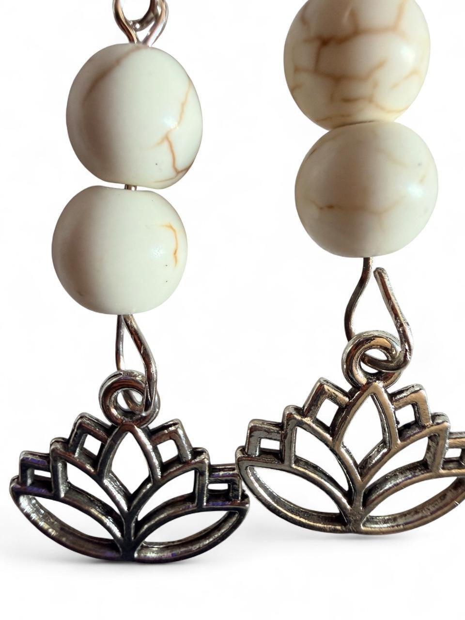 Handmade Cream Lotus Drop Earrings