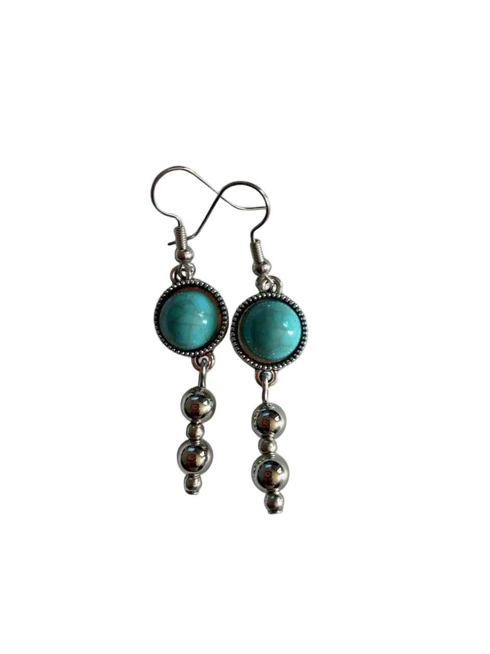 Turquoise Stone Drop Earrings | Pink Camo Soul Handmade Jewelry