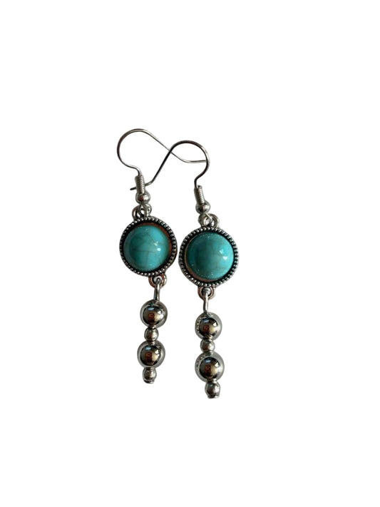 Turquoise Stone Drop Earrings | Pink Camo Soul Handmade Jewelry