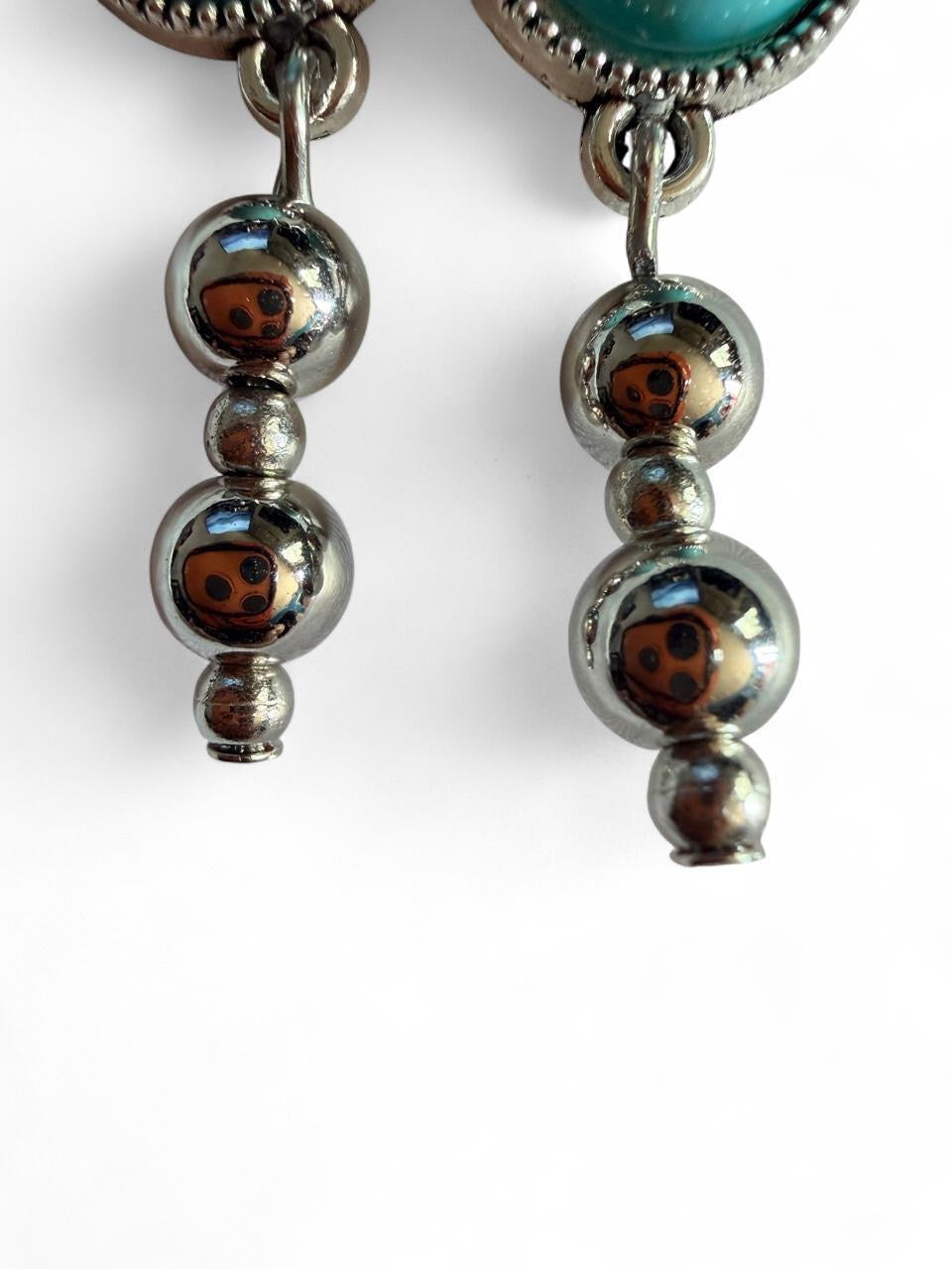 Turquoise Stone Drop Earrings | Pink Camo Soul Handmade Jewelry