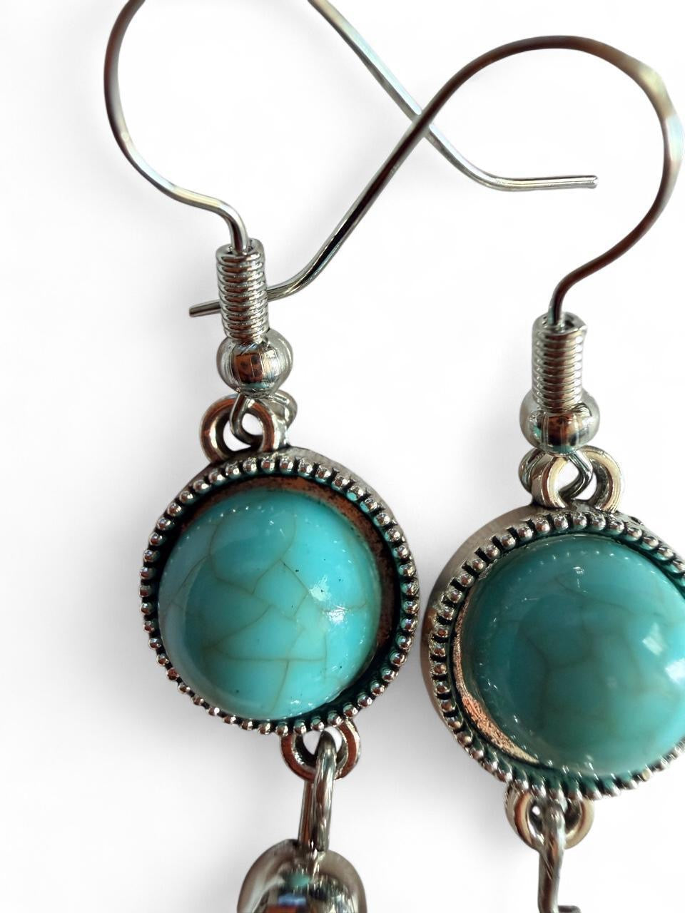 Turquoise Stone Drop Earrings | Pink Camo Soul Handmade Jewelry