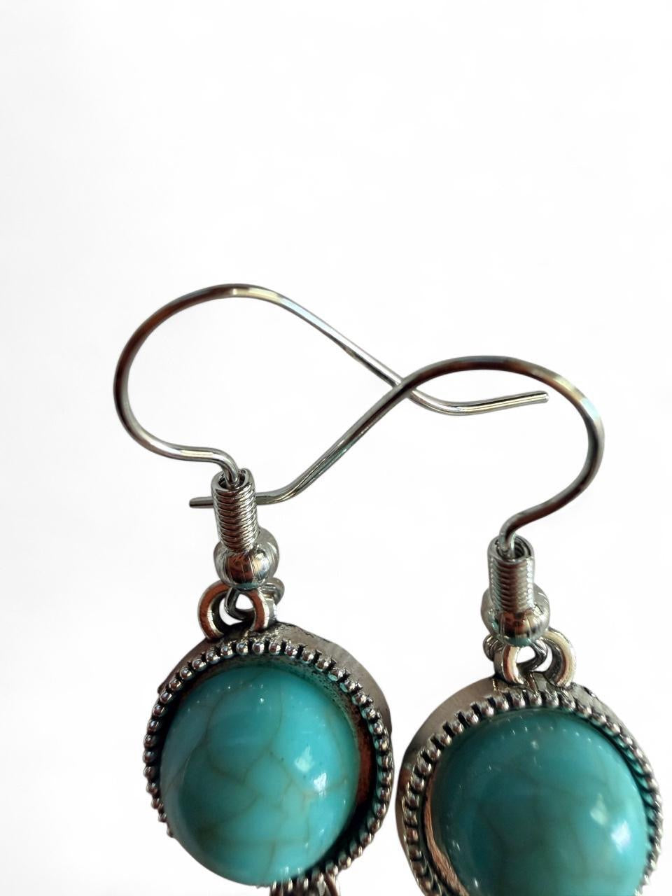 Turquoise Stone Drop Earrings | Pink Camo Soul Handmade Jewelry