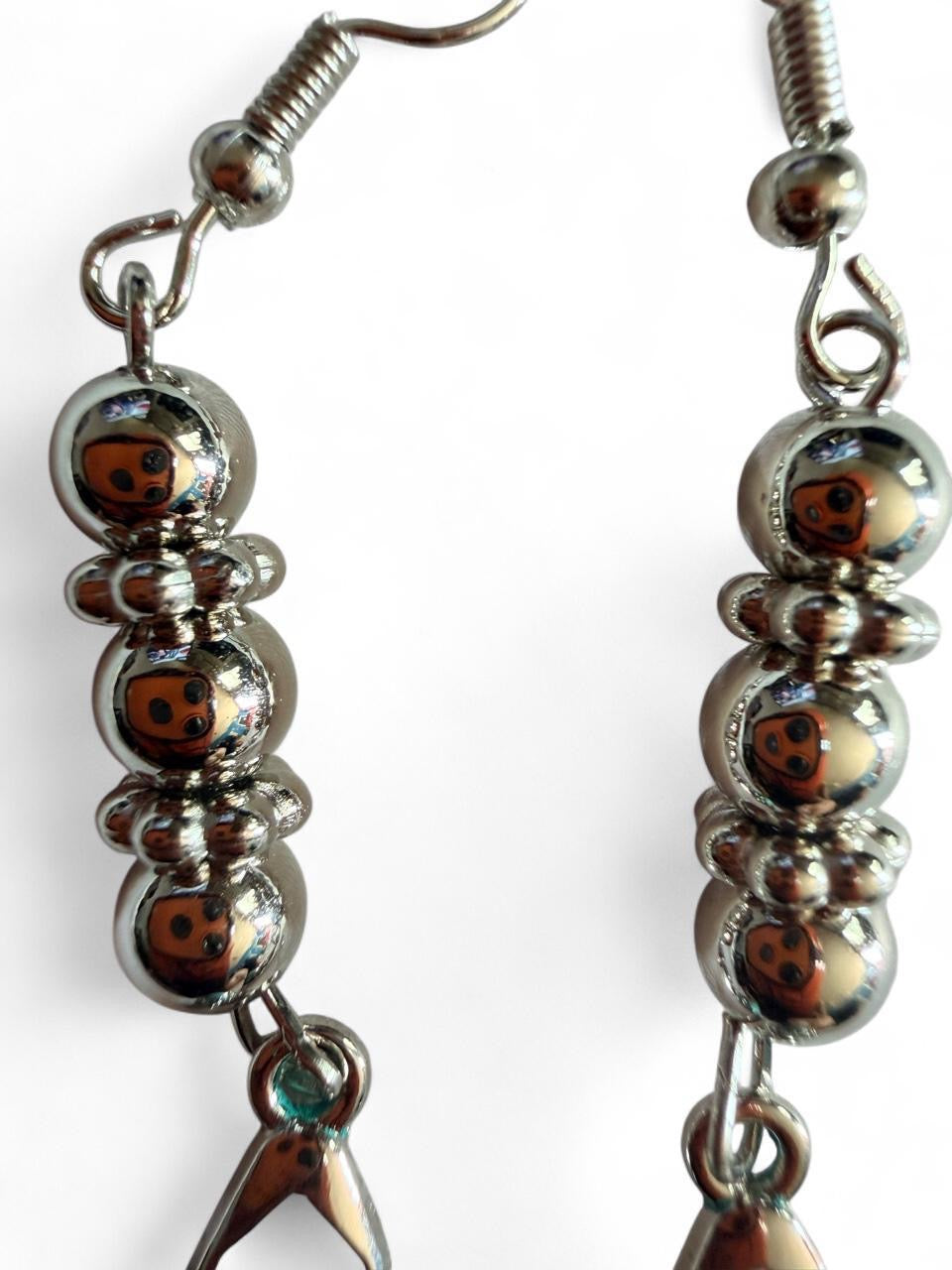 Handmade Turquoise Patina Teardrop Earrings | Boho Silver Statement Earrings