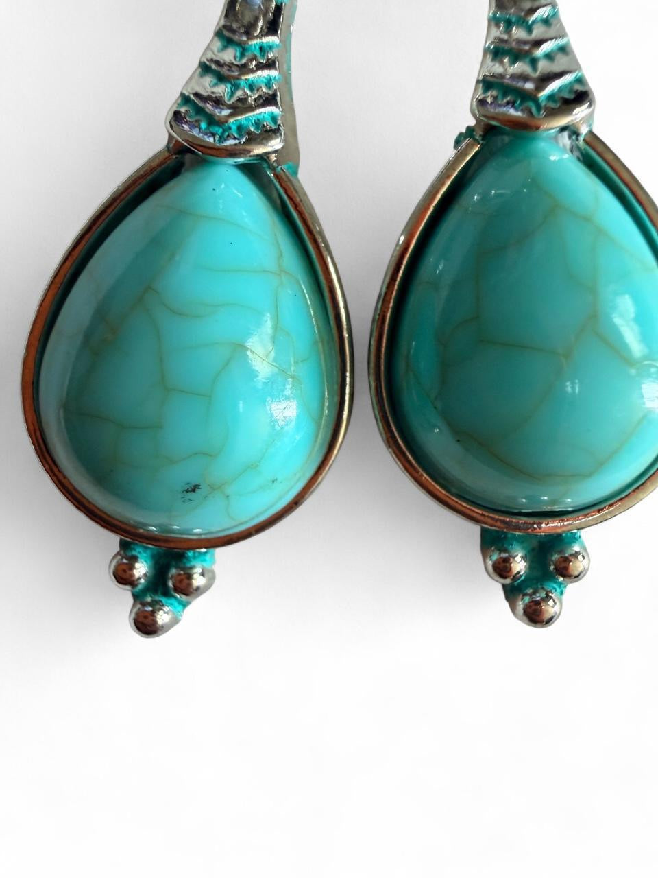 Turquoise Teardrop Dangle Earrings | Handmade Boho Jewelry