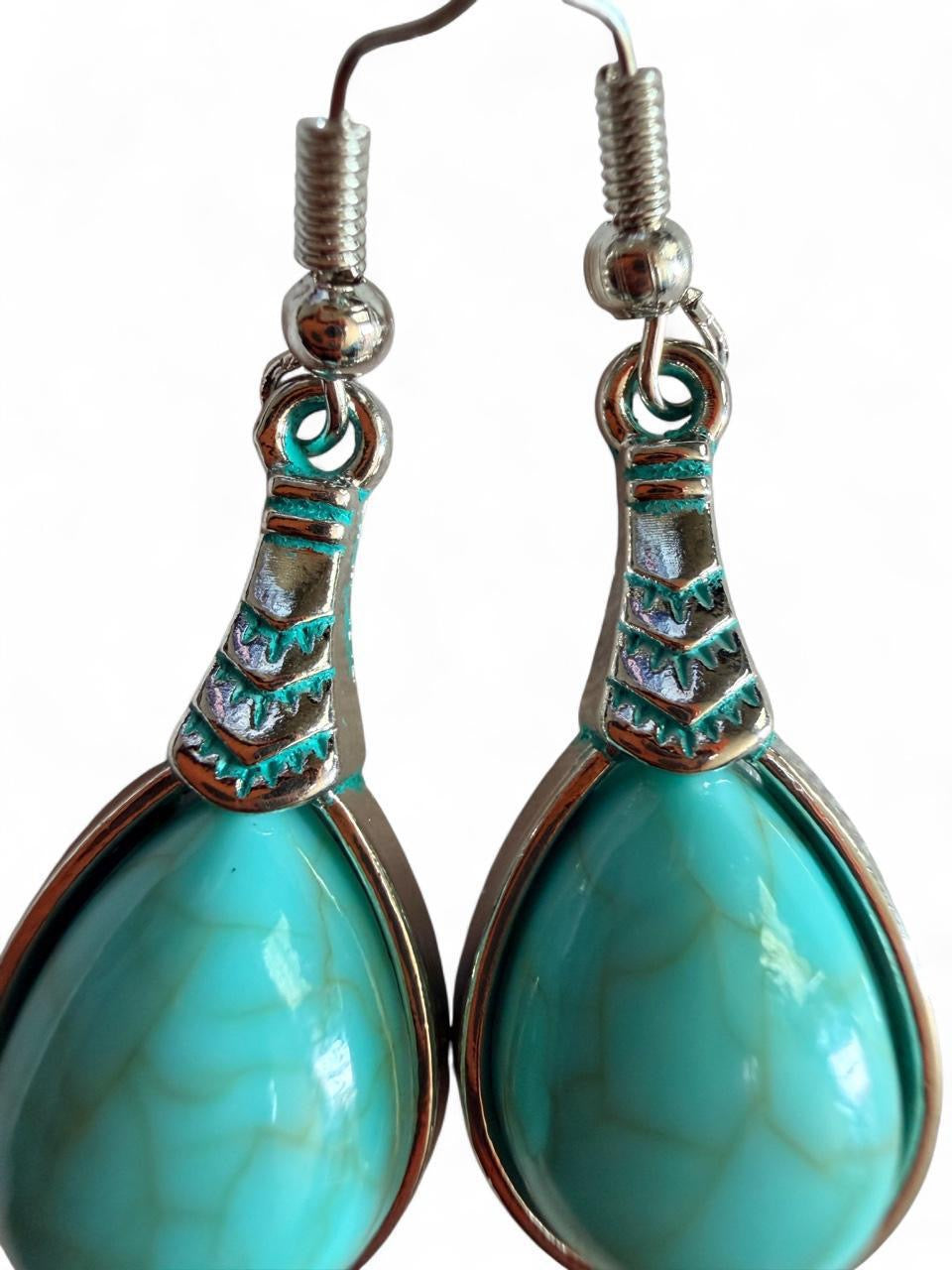 Turquoise Teardrop Dangle Earrings | Handmade Boho Jewelry