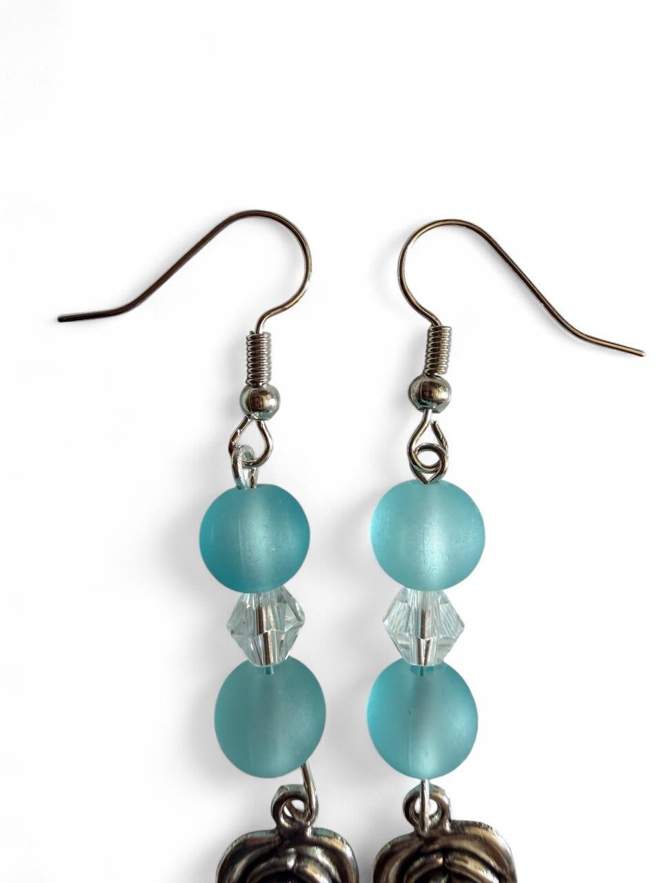 Handmade Turquoise Rose Drop Earrings