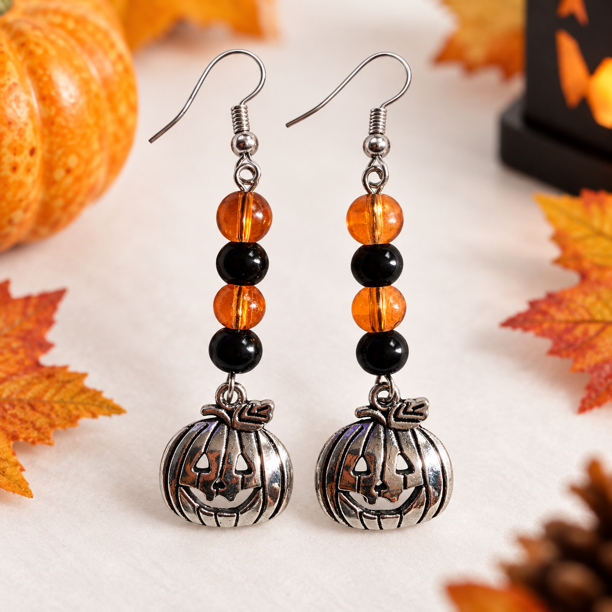 BOO-TIFUL SOULS Pumpkin Jack-O’-Lantern Earrings