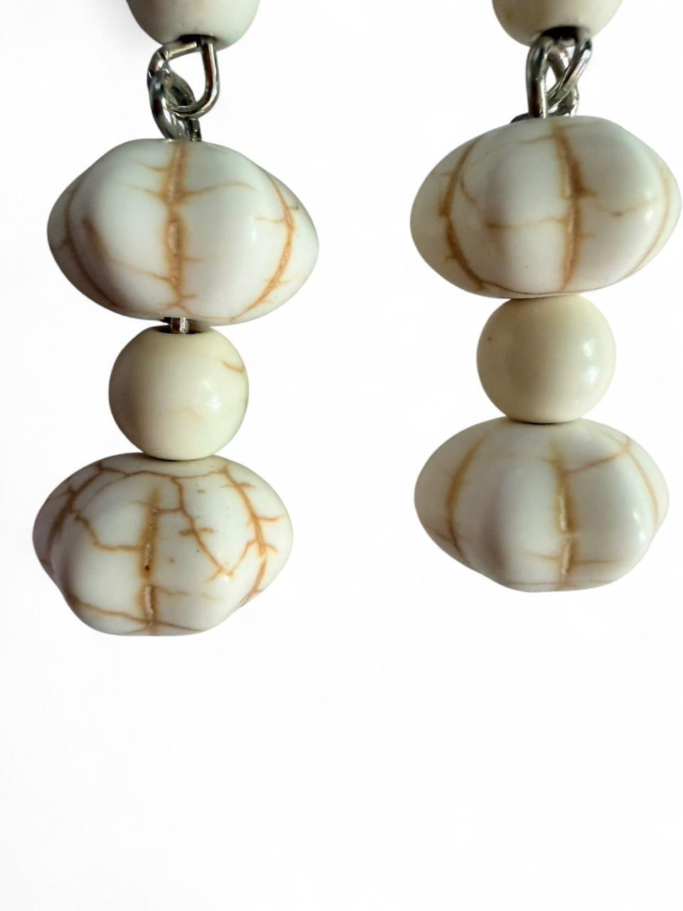 Handmade Cream Stone‑Style Beaded Earrings – Boho Artisan Jewelry