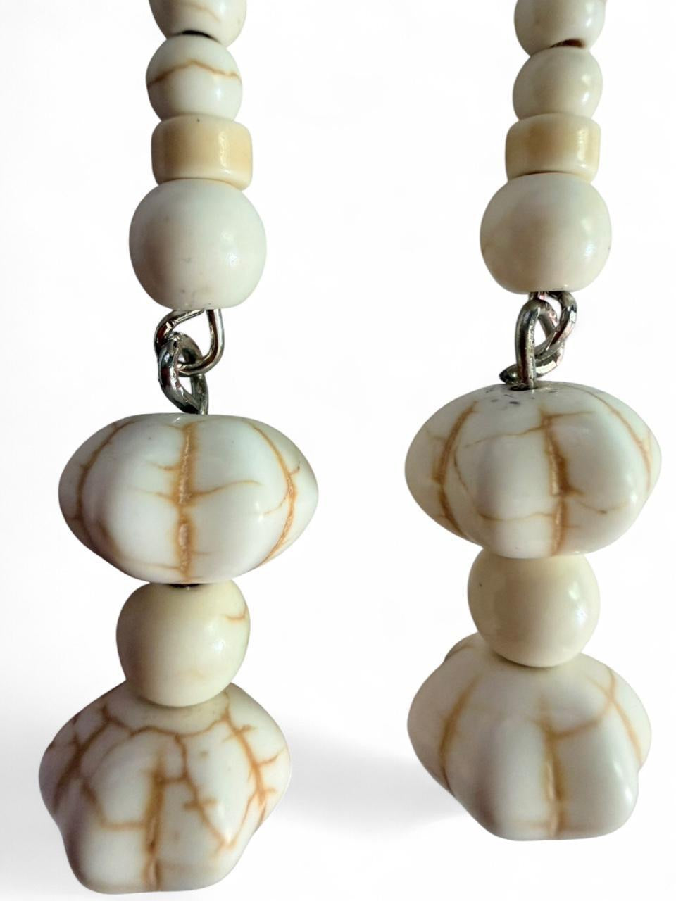 Handmade Cream Stone‑Style Beaded Earrings – Boho Artisan Jewelry