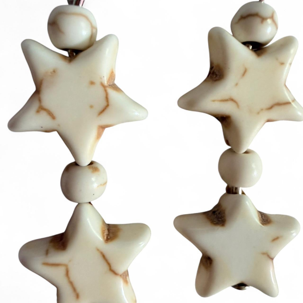 Handmade Cream Stone Star Earrings – Boho Celestial Jewelry | MoonstoneYin