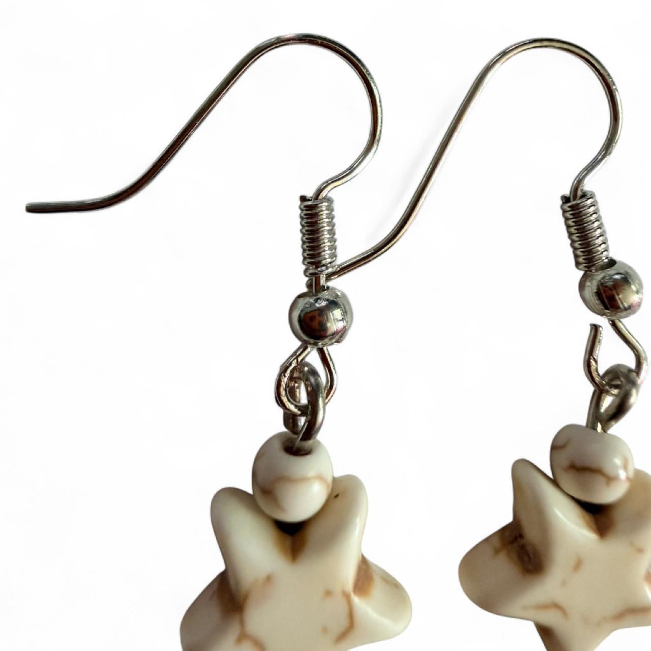 Handmade Cream Stone Star Earrings – Boho Celestial Jewelry | MoonstoneYin