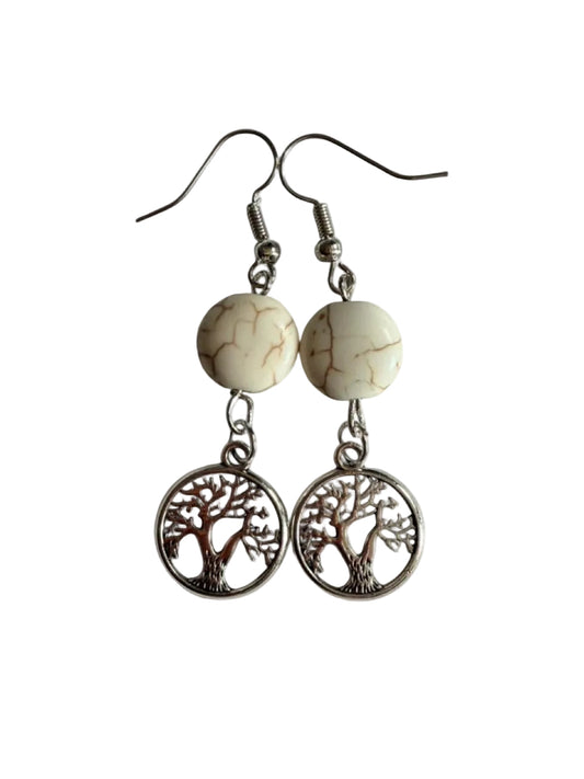 Handmade Tree of Life Earrings – Natural Stone Style • Boho Artisan Jewelry