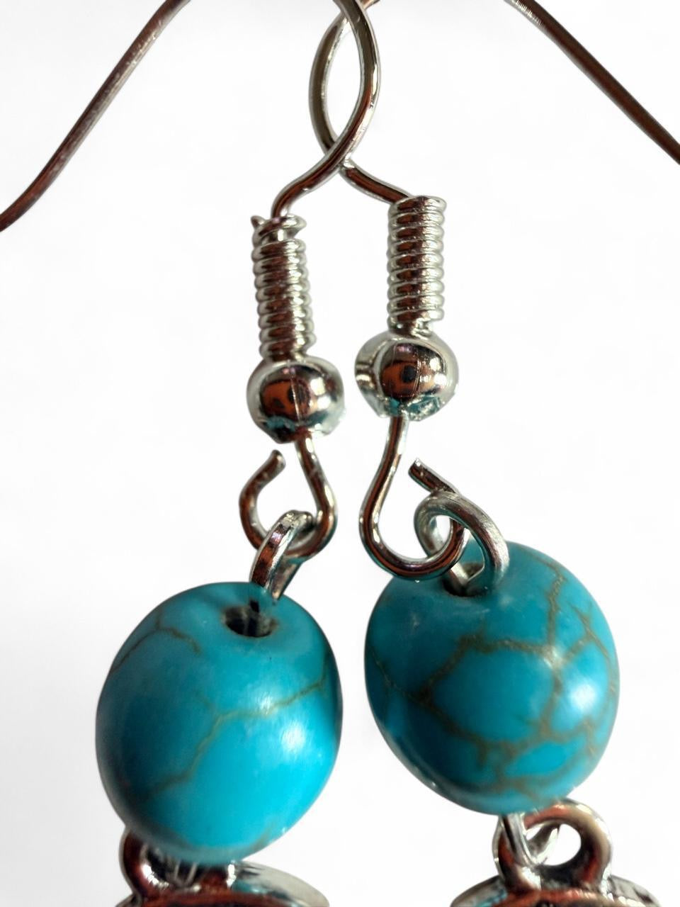 Handmade Turquoise Tree of Life Earrings — Boho Artisan Jewelry