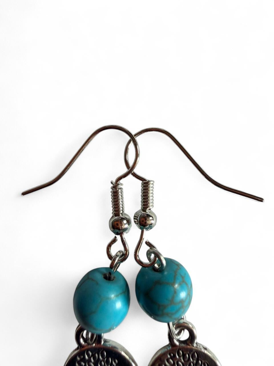 Handmade Turquoise Tree of Life Earrings — Boho Artisan Jewelry