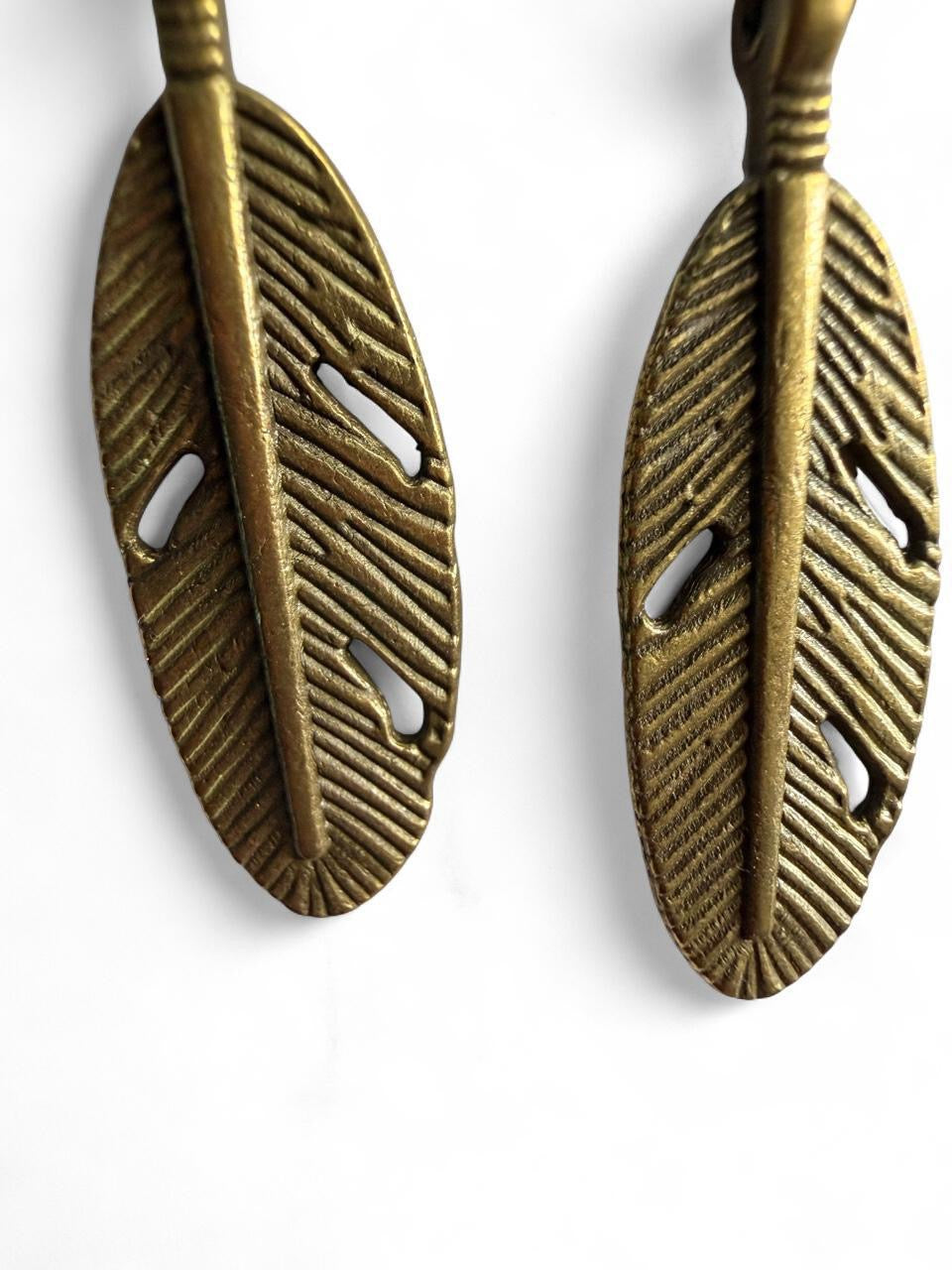 Handmade Turquoise & Bronze Feather Earrings