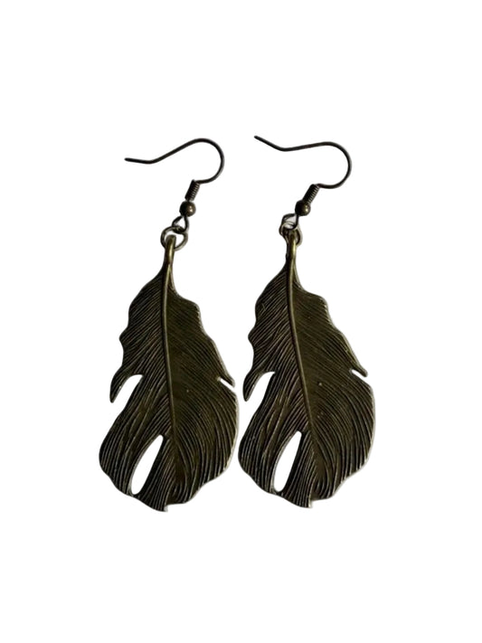 Handmade Bronze Feather Earrings