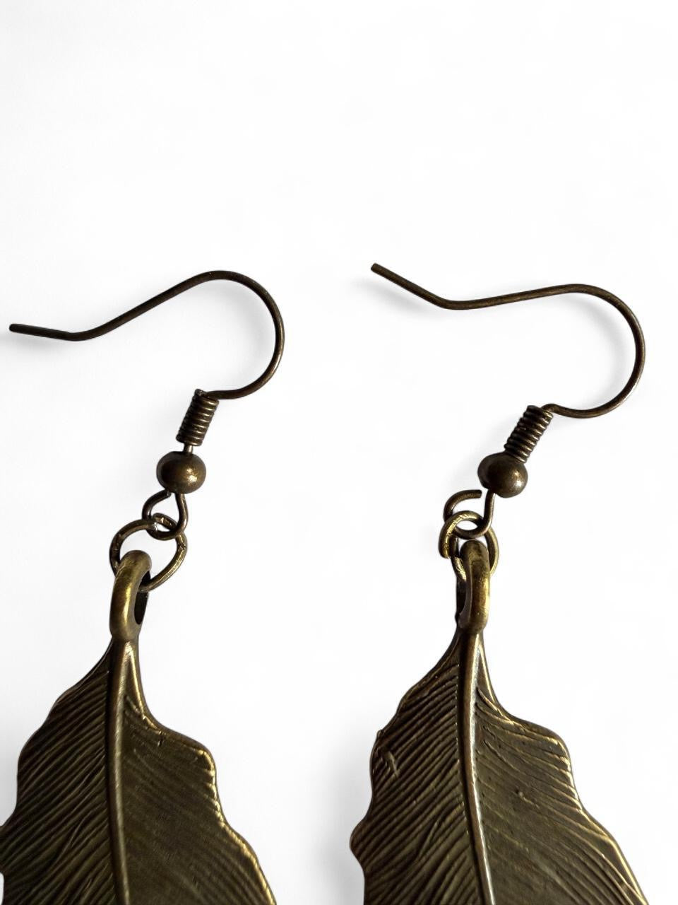 Handmade Bronze Feather Earrings