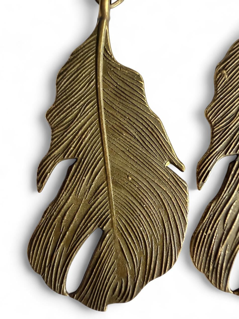 Handmade Bronze Feather Earrings