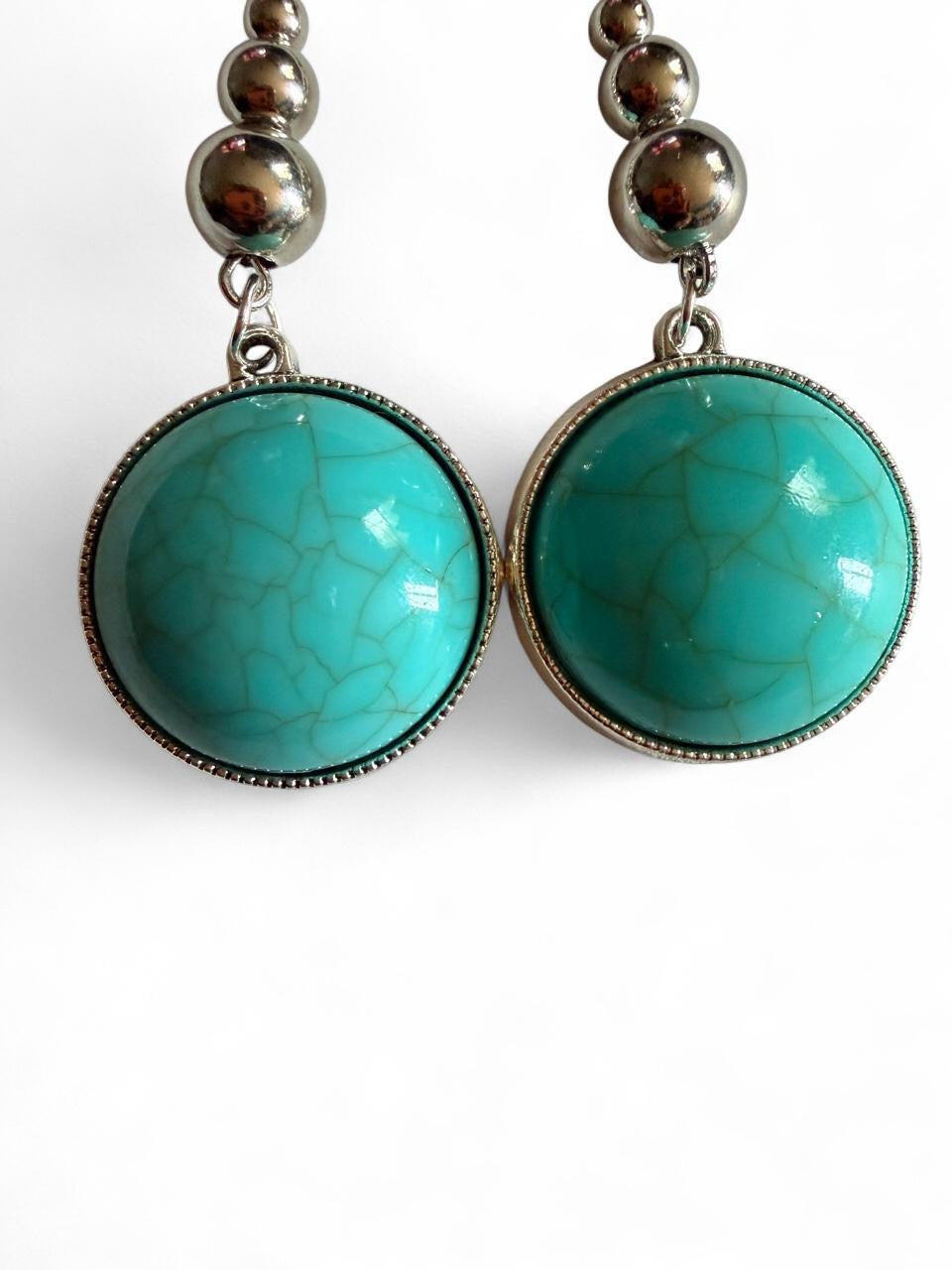 Turquoise Statement Dangle Earrings - Handmade Boho Western Jewelry