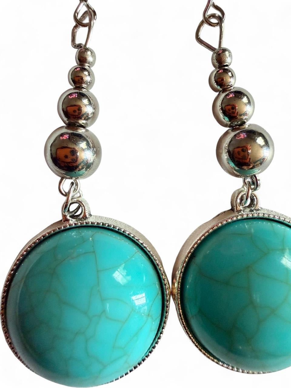 Turquoise Statement Dangle Earrings - Handmade Boho Western Jewelry