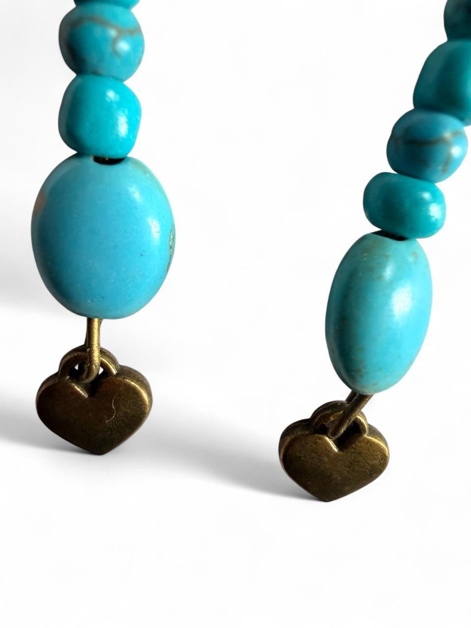 Turquoise Heart Dangle Earrings – Handmade Western Boho