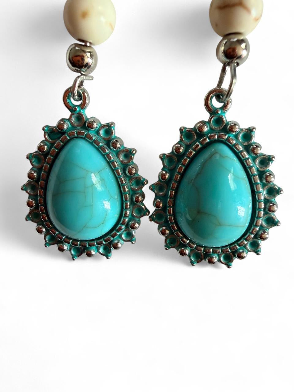 Turquoise Sky Long Dangle Earrings – Handmade Western Statement