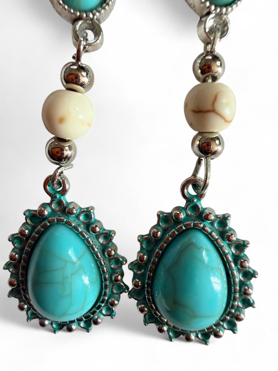 Turquoise Sky Long Dangle Earrings – Handmade Western Statement