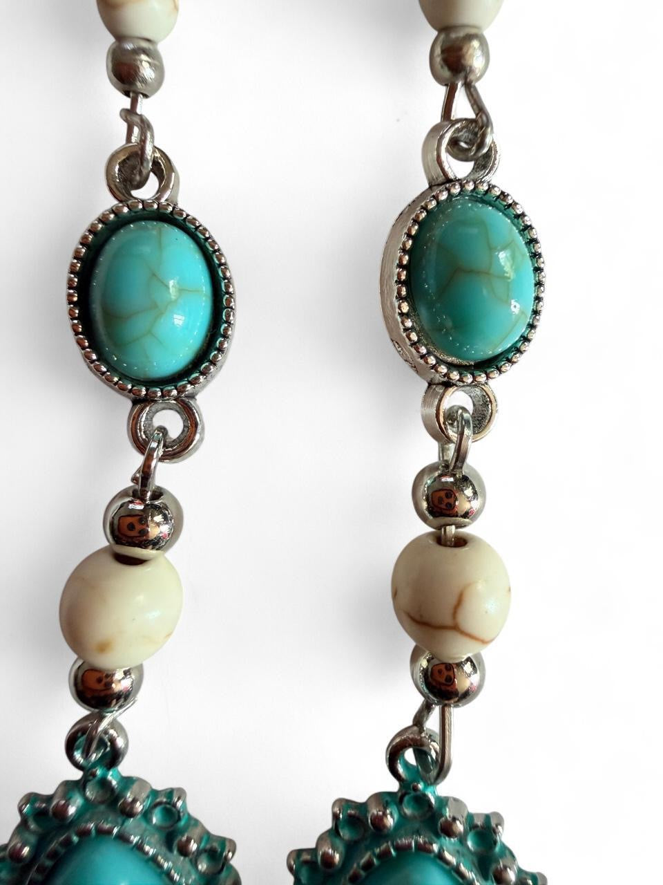 Turquoise Sky Long Dangle Earrings – Handmade Western Statement