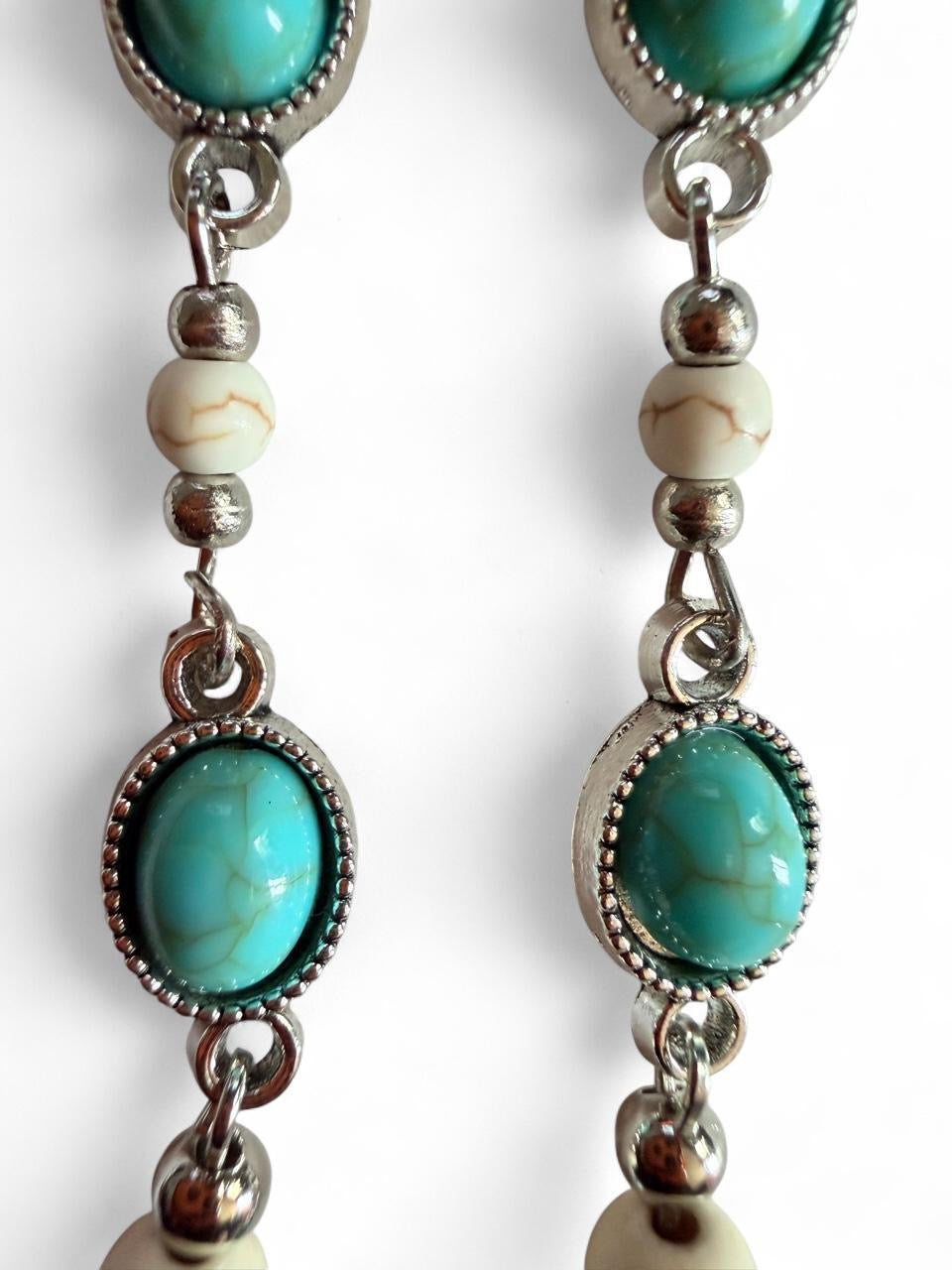 Turquoise Sky Long Dangle Earrings – Handmade Western Statement