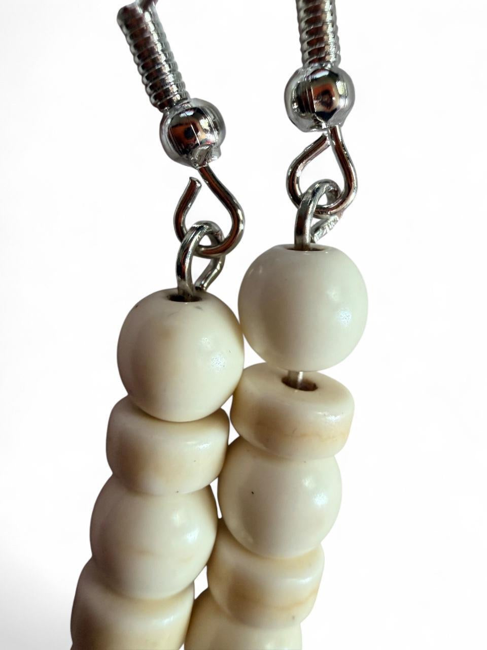 White Skull Beaded Dangle Earrings – Handmade Y2K Goth Halloween Jewelry